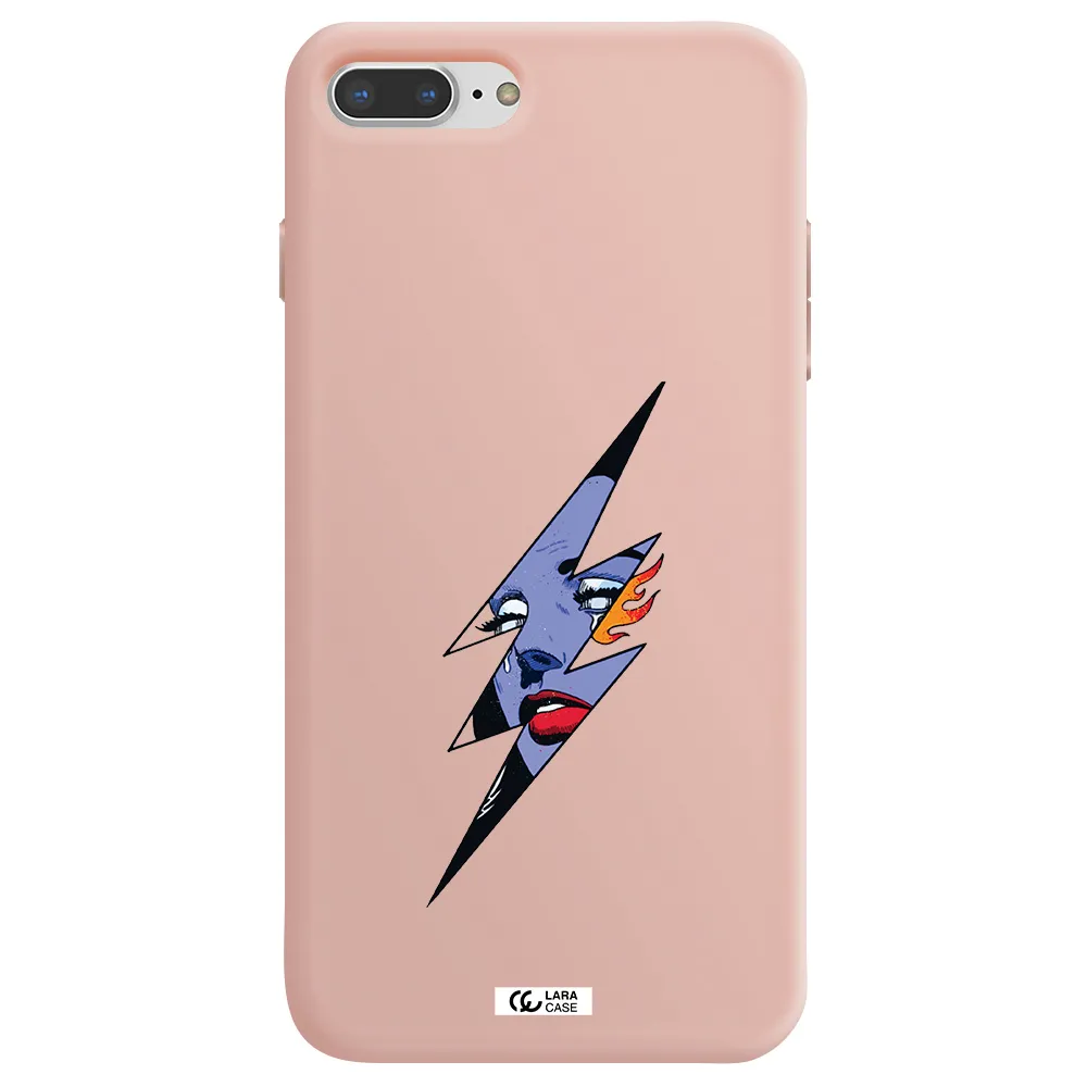 a lightning bolt with a woman's face Apple iPhone 8 plus Silicone pastel pink Case