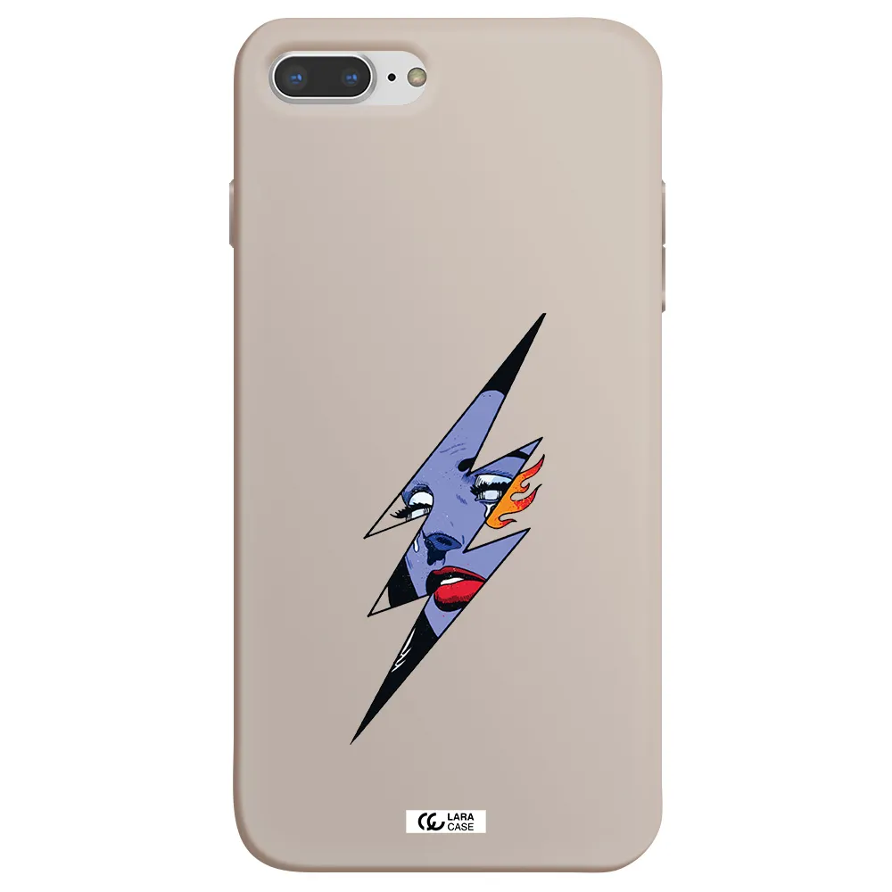 a lightning bolt with a woman's face Apple iPhone 8 plus Silicone Stone Case