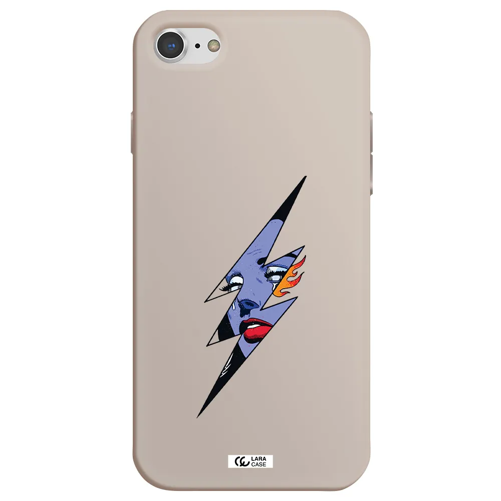 a lightning bolt with a woman's face Apple iPhone 8 Silicone Stone Case