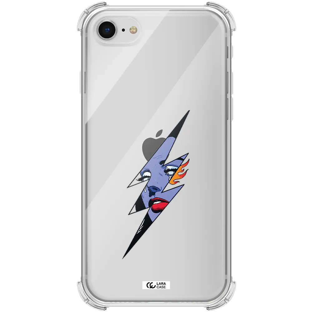 a lightning bolt with a woman's face Apple iPhone se 2020 Clear PC Case