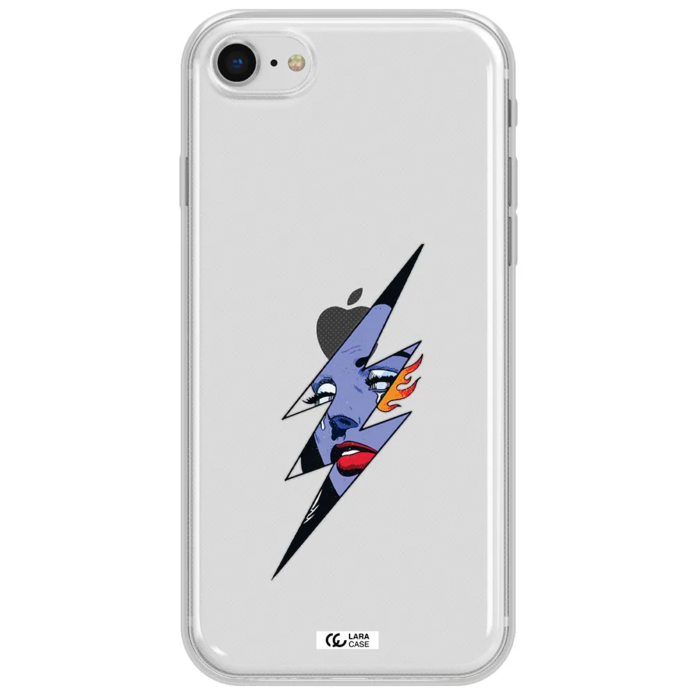 A Lightning Bolt With A Woman's Face Apple Iphone Se 2020 Clear Tpu Case
