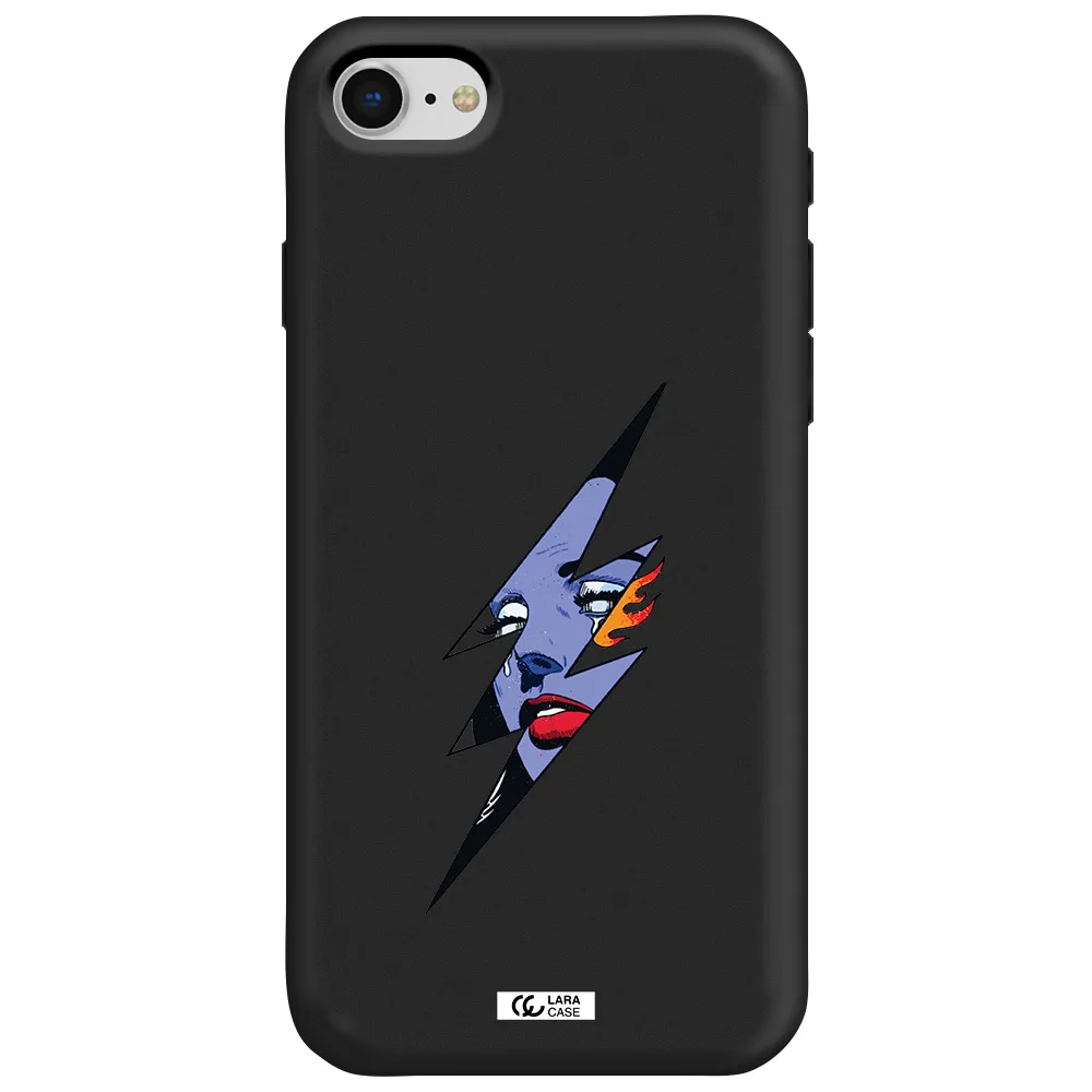 a lightning bolt with a woman's face Apple iPhone se 2020 Silicone black Case