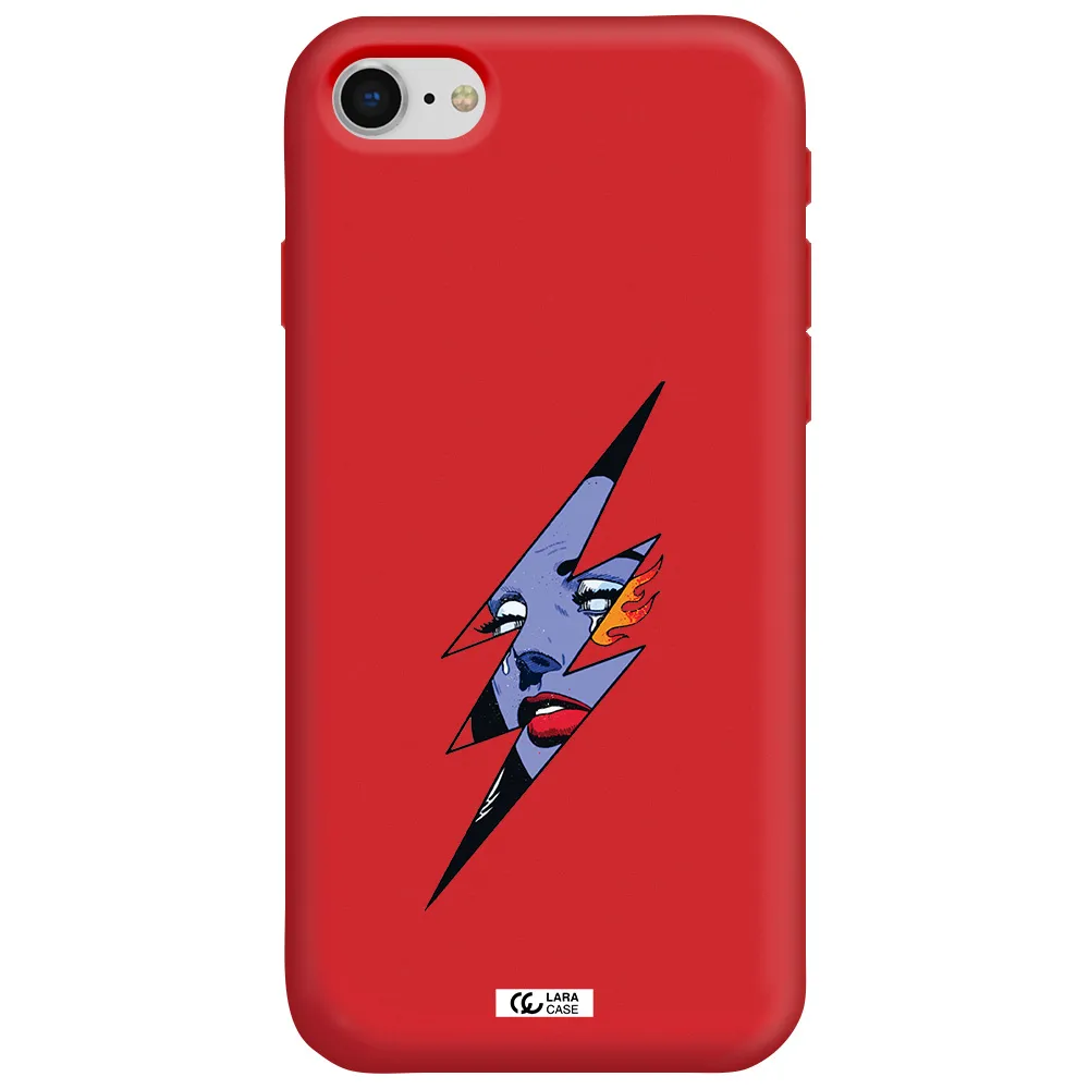 a lightning bolt with a woman's face Apple iPhone se 2020 Silicone Imperial Red Case