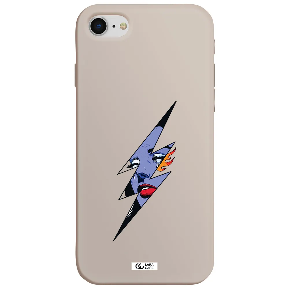 a lightning bolt with a woman's face Apple iPhone se 2020 Silicone Stone Case