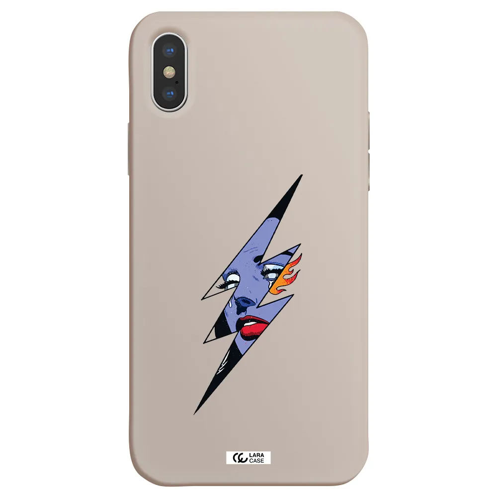 a lightning bolt with a woman's face Apple iPhone XS Silicone Stone Case