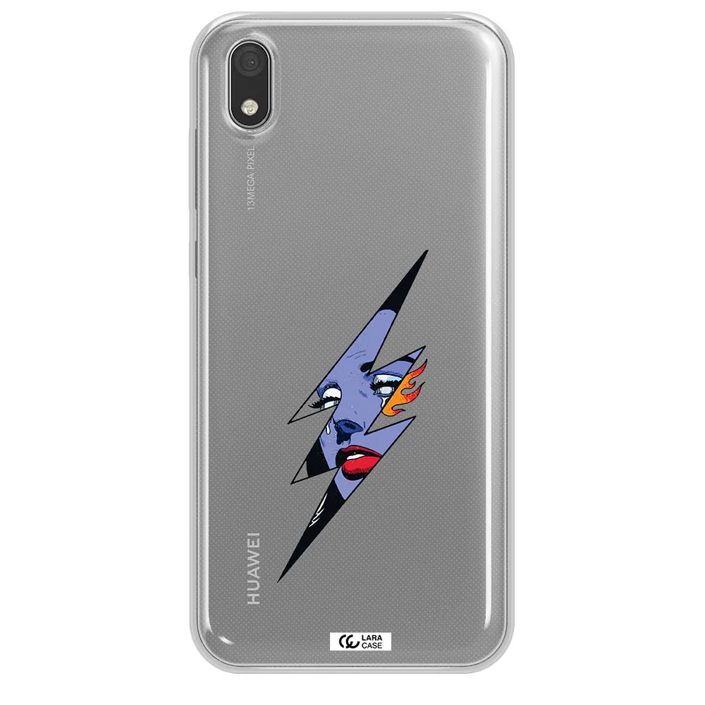 a lightning bolt with a woman's face Huawei Honor 8S Clear TPU Case