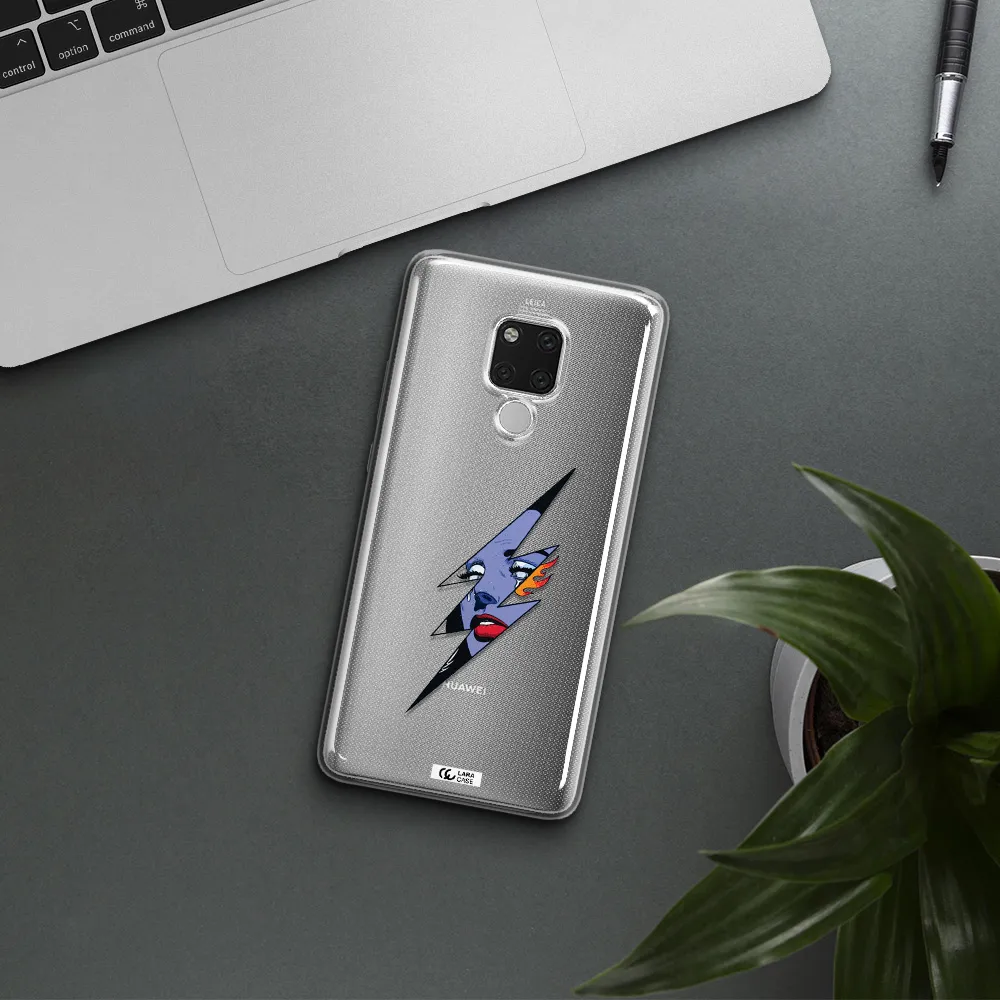 a lightning bolt with a woman's face Huawei Mate 20X Clear TPU Case