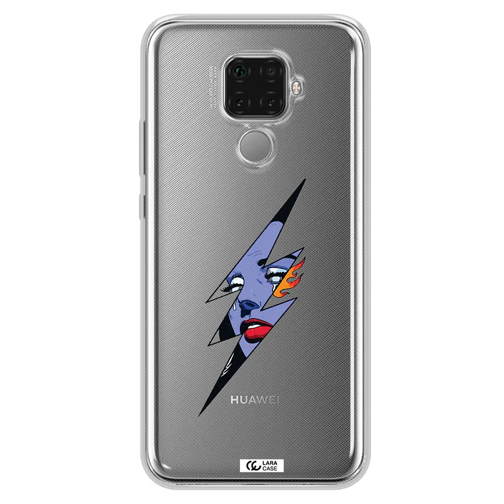 a lightning bolt with a woman's face Huawei Mate 30 Lite Clear TPU Case