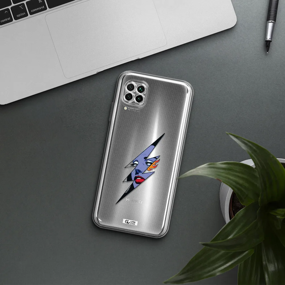 A Lightning Bolt With A Woman's Face Huawei Nova 7I Clear Tpu Case