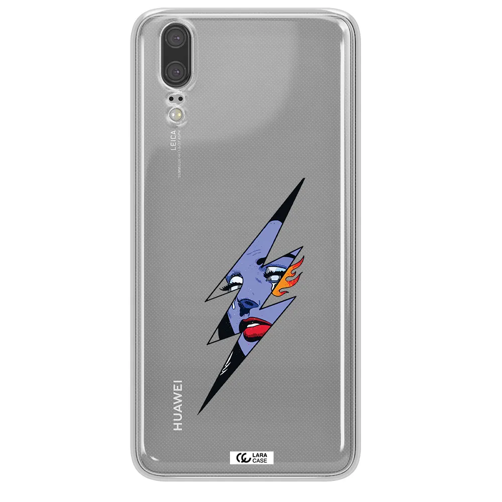 a lightning bolt with a woman's face Huawei P20 Clear TPU Case