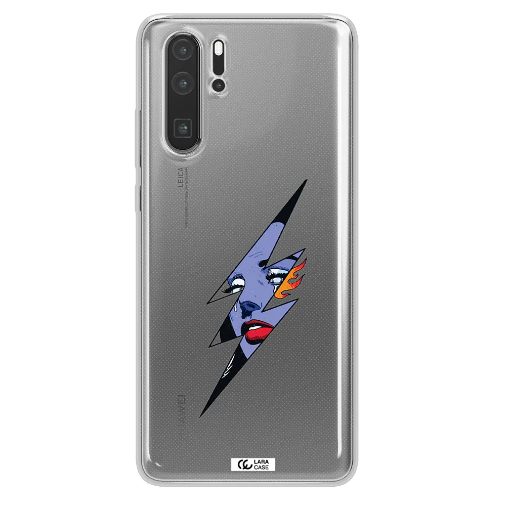 a lightning bolt with a woman's face Huawei P30 Pro Clear TPU Case