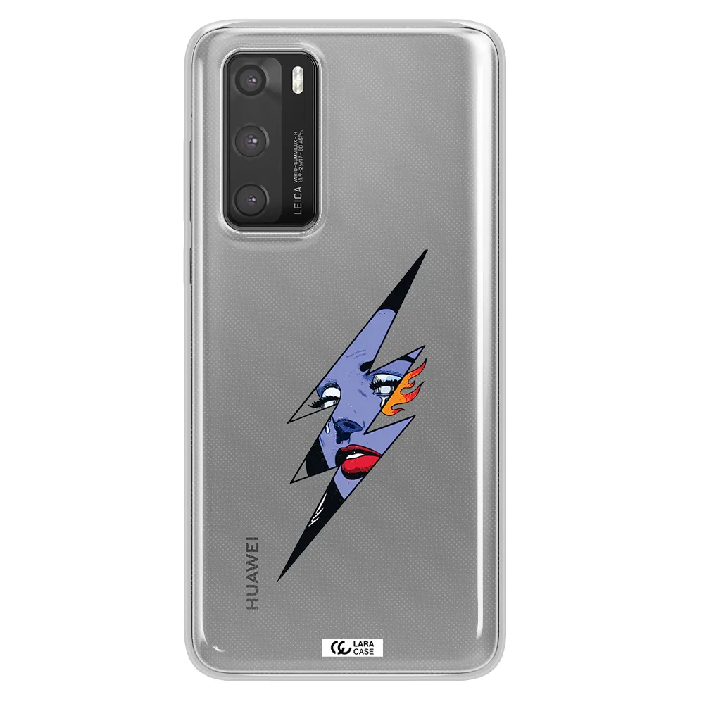 a lightning bolt with a woman's face Huawei P40 Clear TPU Case