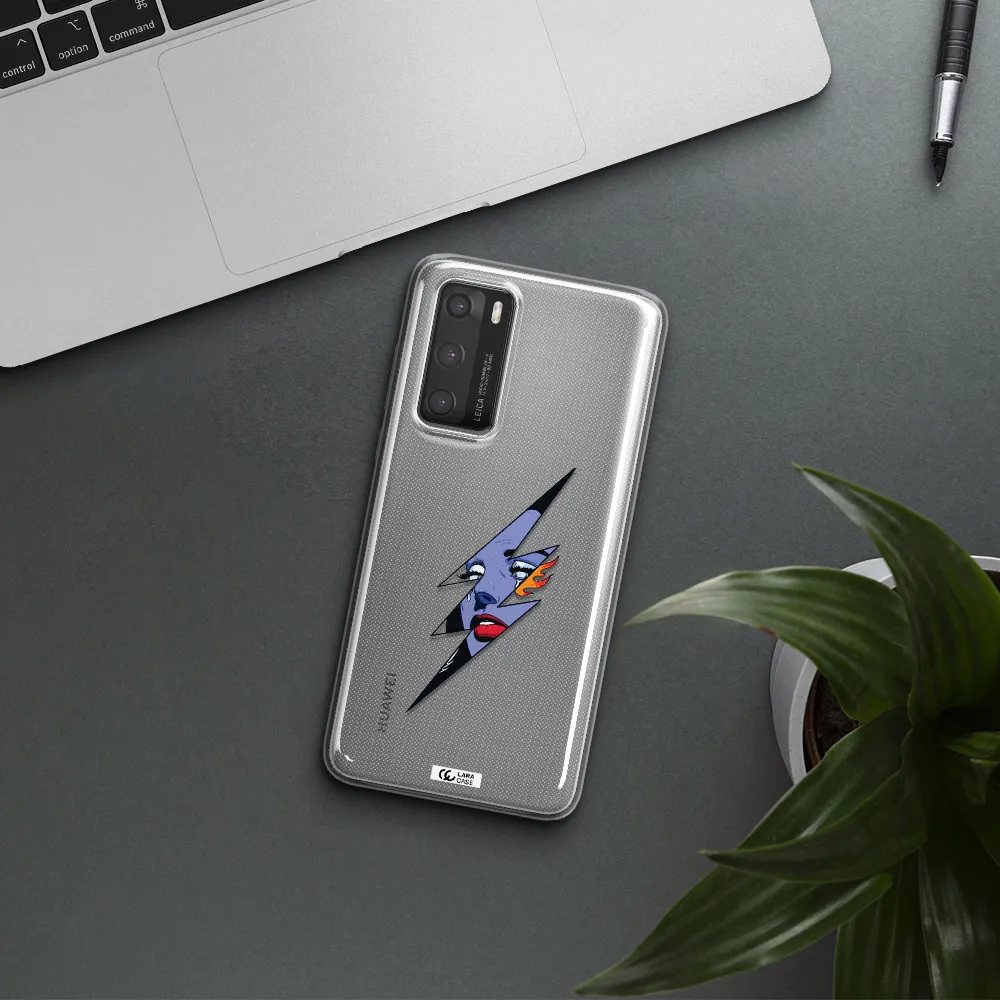 a lightning bolt with a woman's face Huawei P40 Clear TPU Case