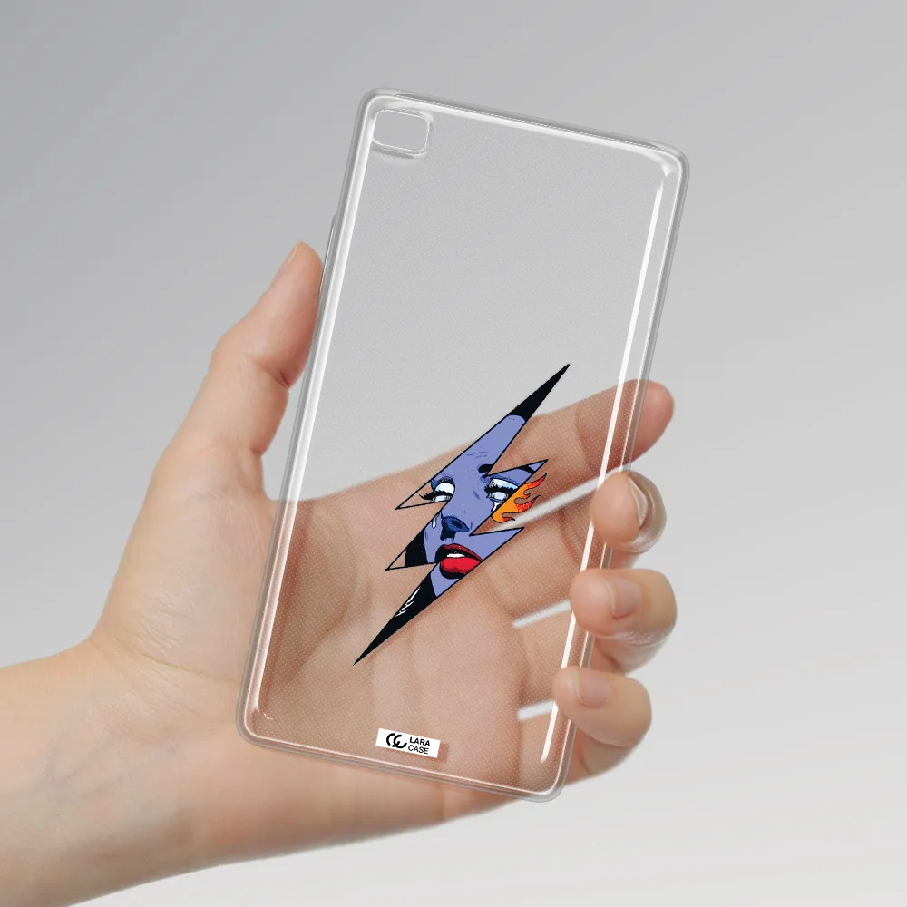 a lightning bolt with a woman's face Huawei P8 Clear TPU Case
