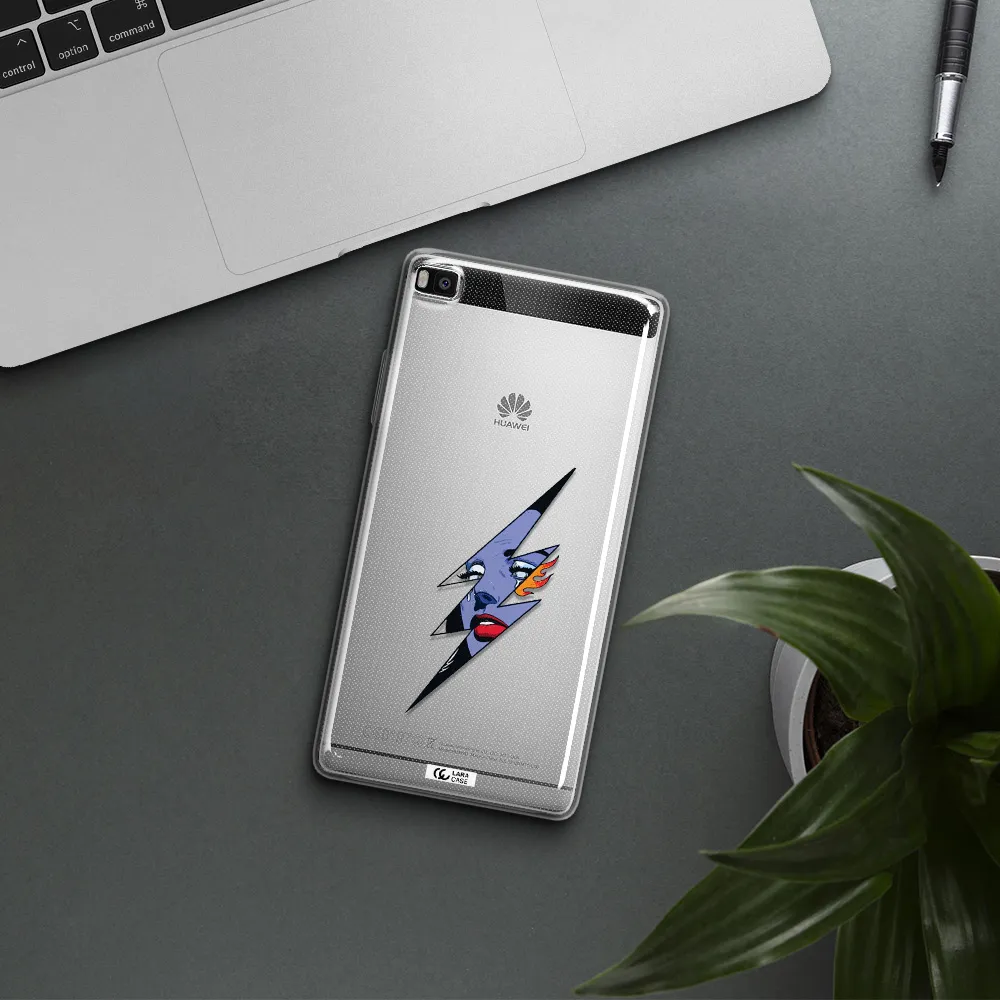 a lightning bolt with a woman's face Huawei P8 Clear TPU Case