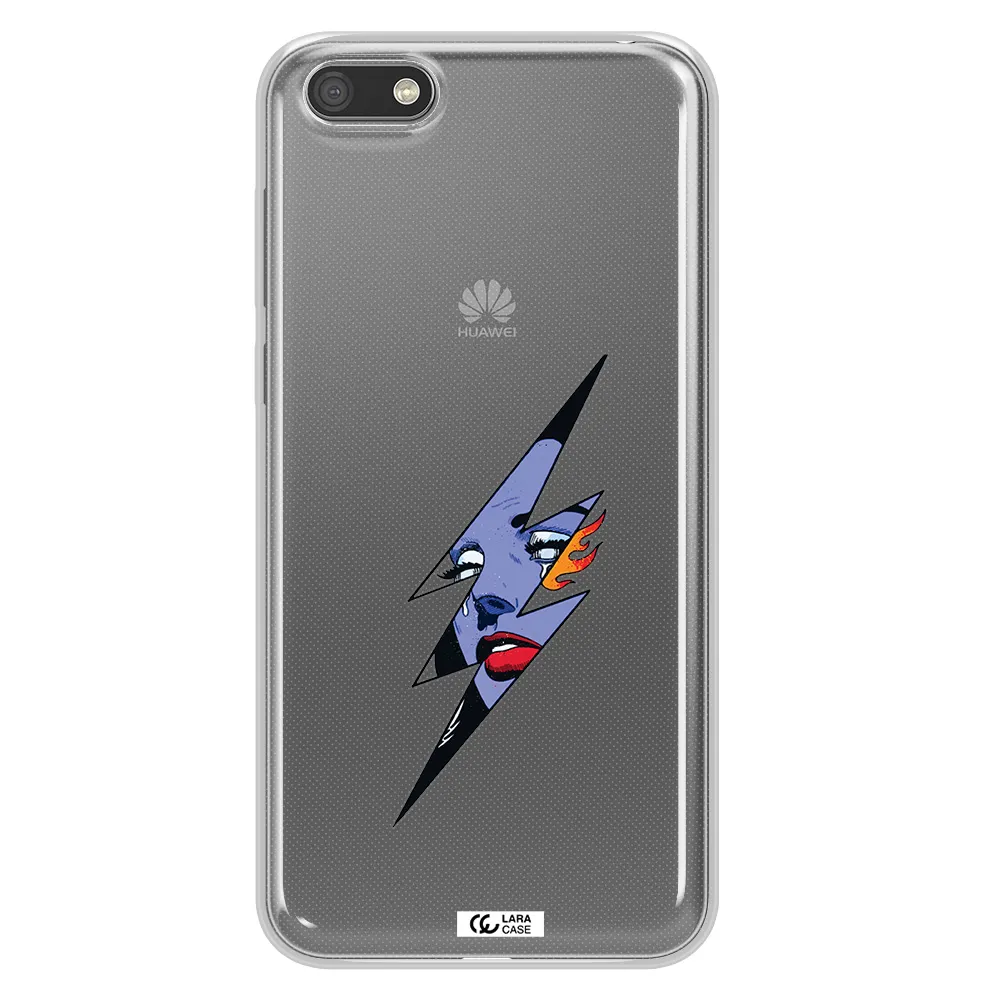 a lightning bolt with a woman's face Huawei Y5 2018 Clear TPU Case