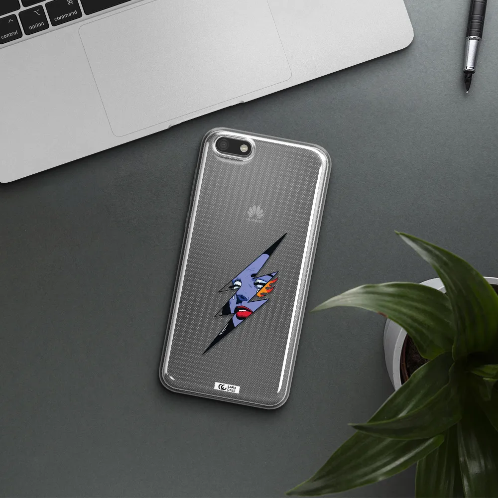 a lightning bolt with a woman's face Huawei Y5 2018 Clear TPU Case