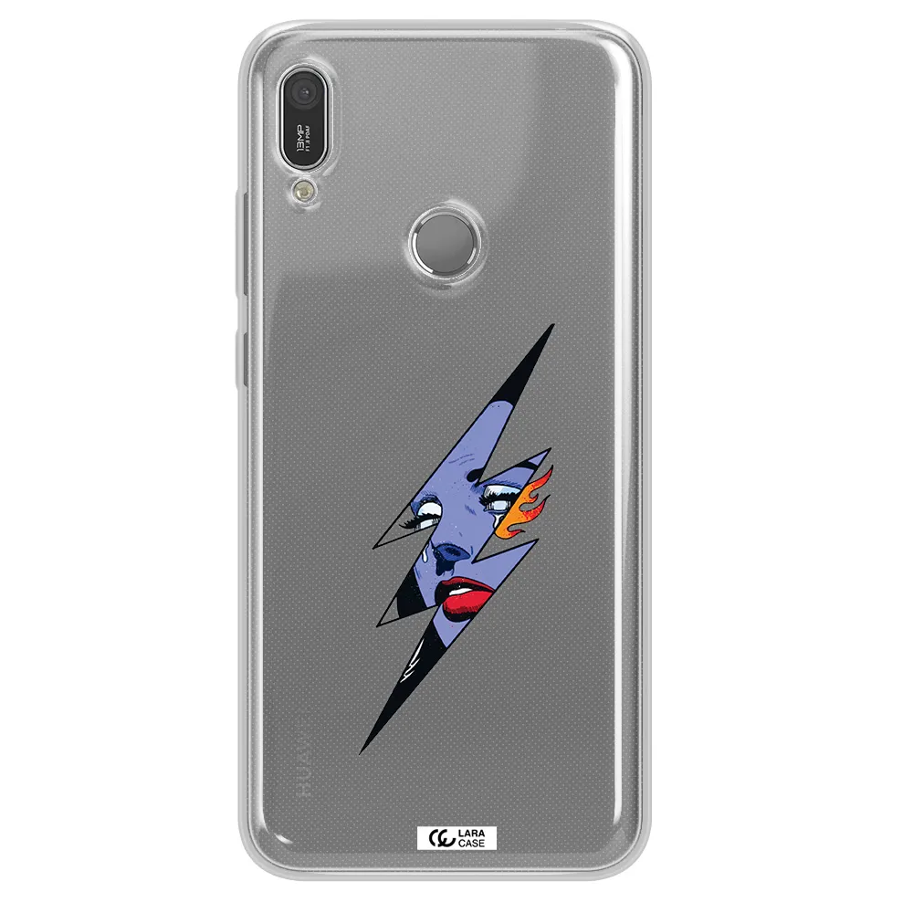 a lightning bolt with a woman's face Huawei Y6 2019 Clear TPU Case