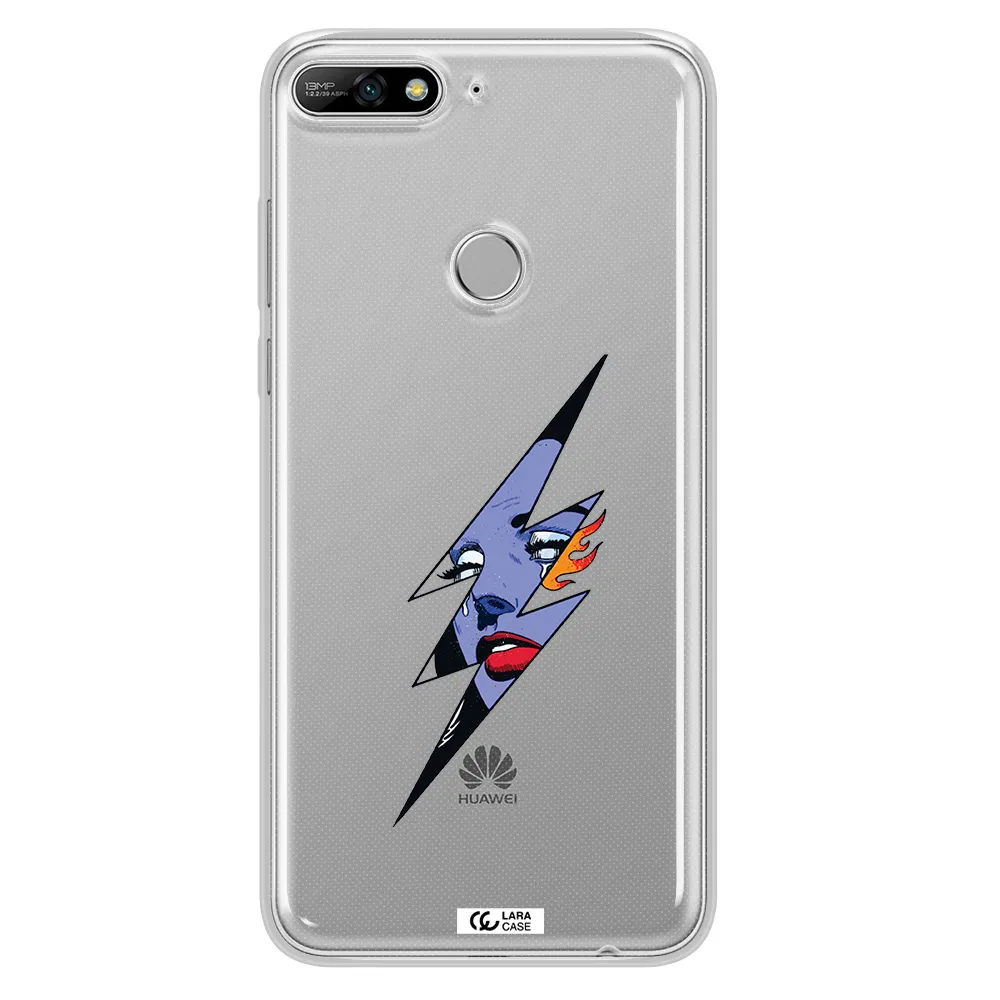 a lightning bolt with a woman's face Huawei Y7 2018 Clear TPU Case