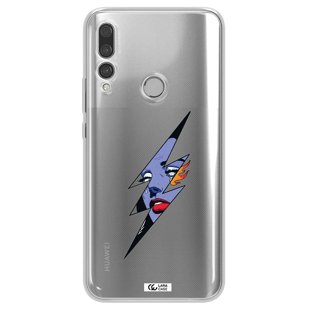 a lightning bolt with a woman's face Huawei Y9 Prime 2019 Clear TPU Case