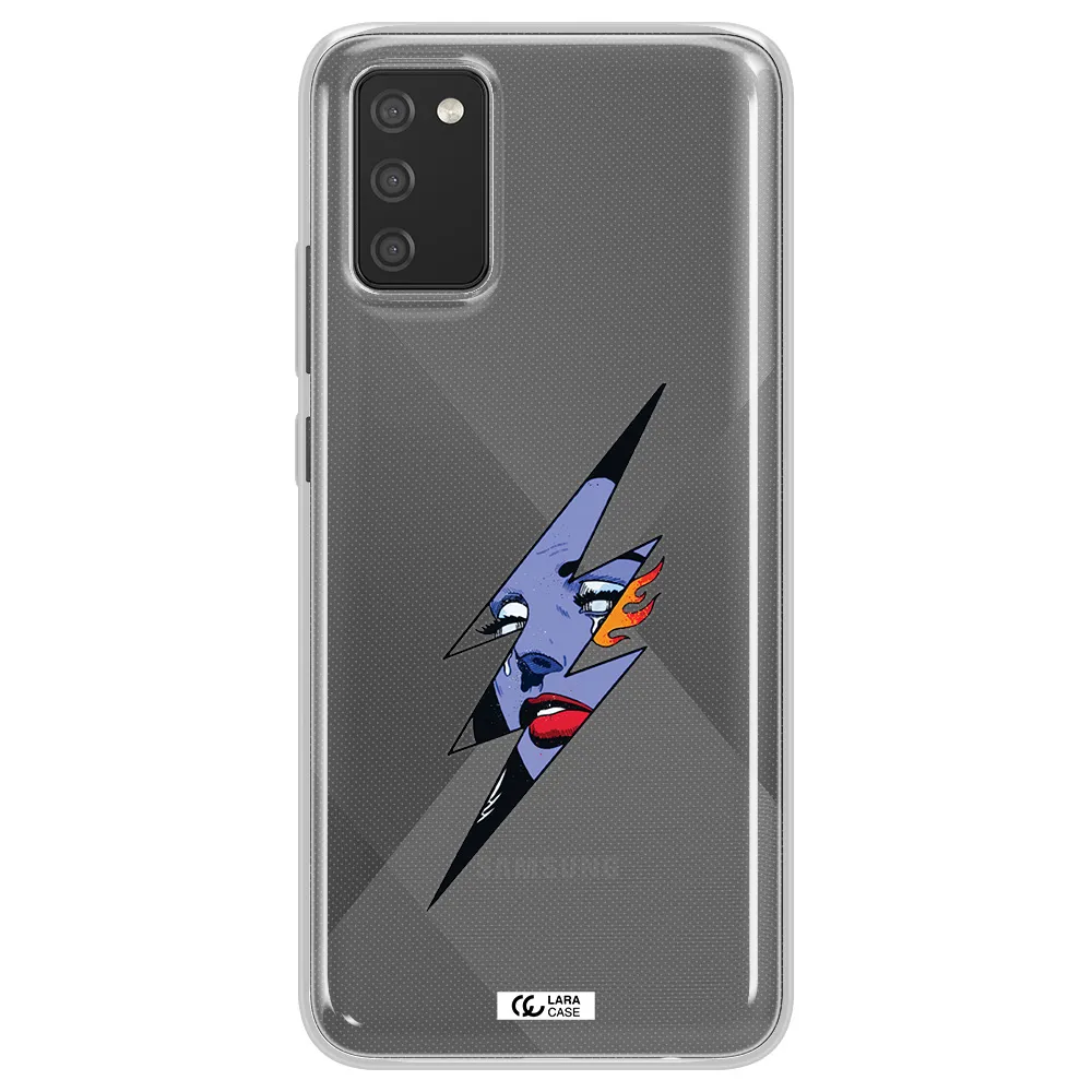 a lightning bolt with a woman's face Samsung A02S Clear TPU Case