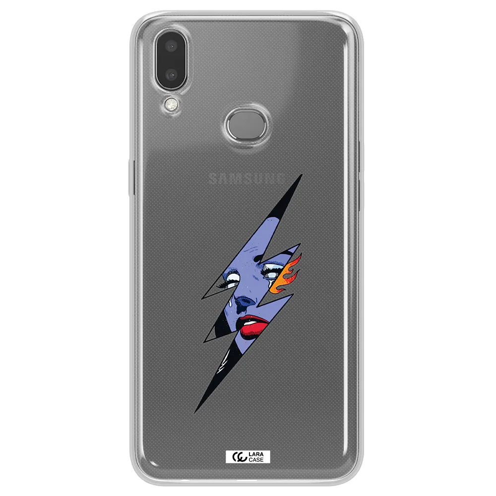 a lightning bolt with a woman's face Samsung A10S Clear TPU Case