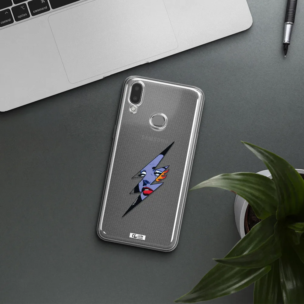 a lightning bolt with a woman's face Samsung A10S Clear TPU Case