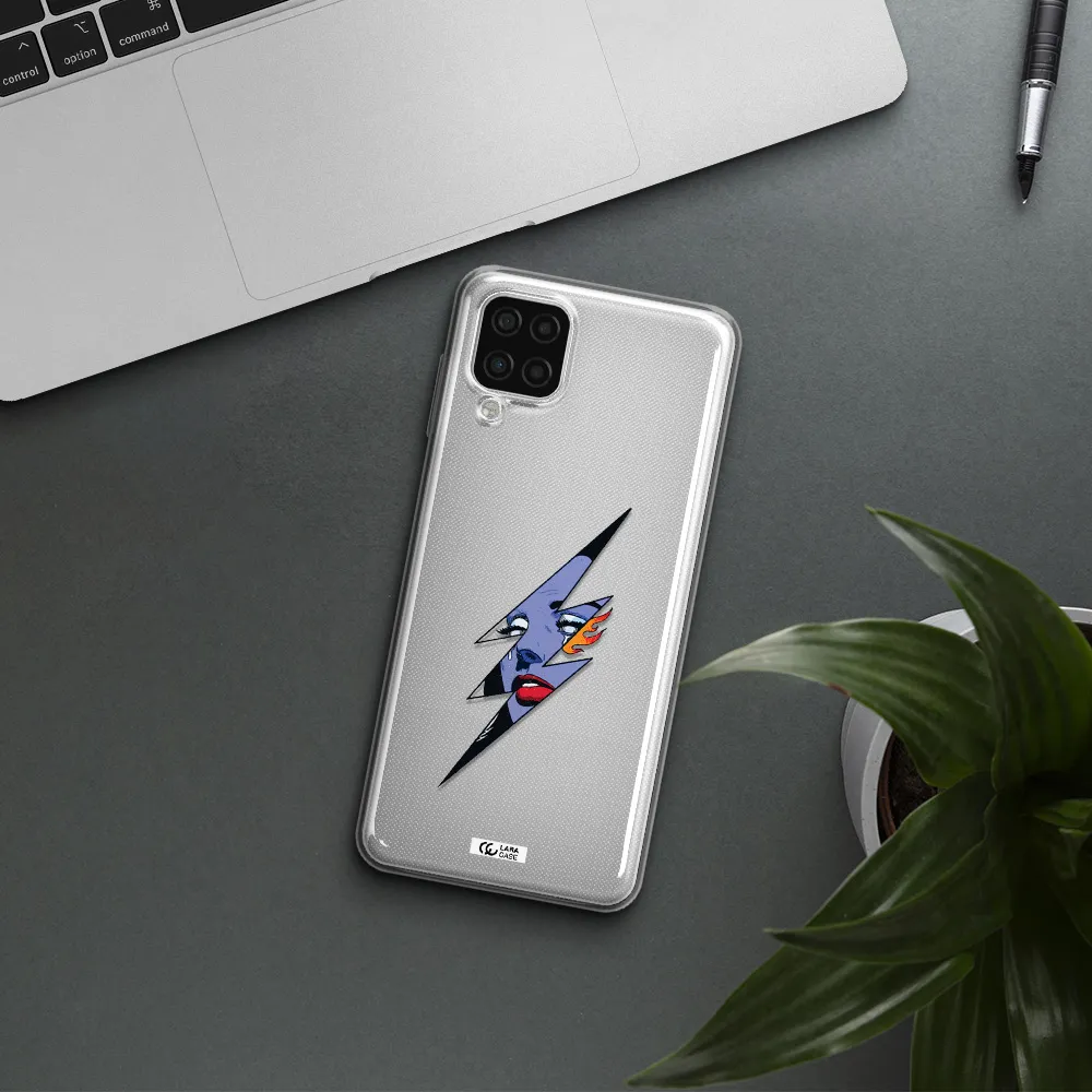 a lightning bolt with a woman's face Samsung A12 4g Clear TPU Case