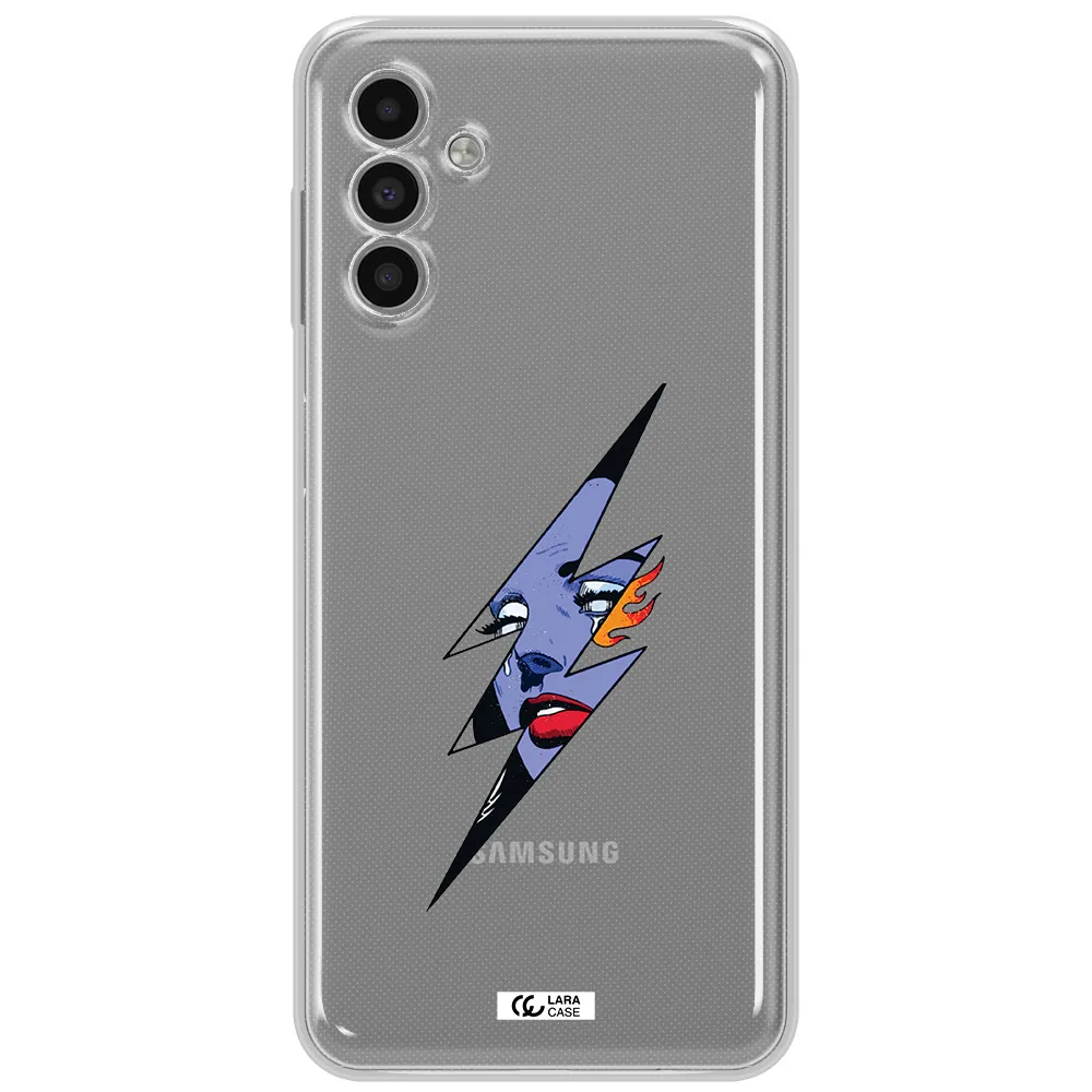 A Lightning Bolt With A Woman's Face Samsung A13 5G Clear Tpu Case
