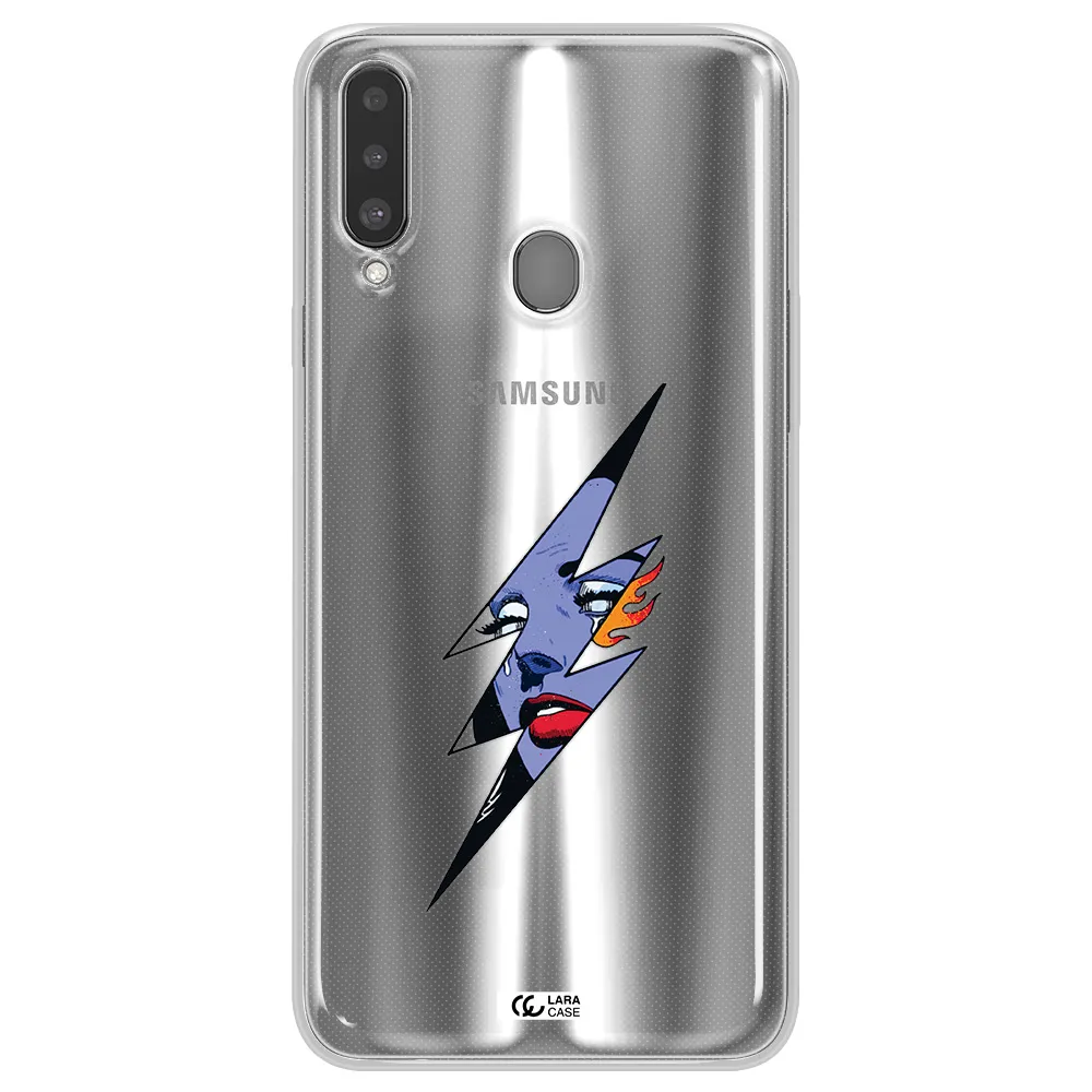 a lightning bolt with a woman's face Samsung A20S Clear TPU Case