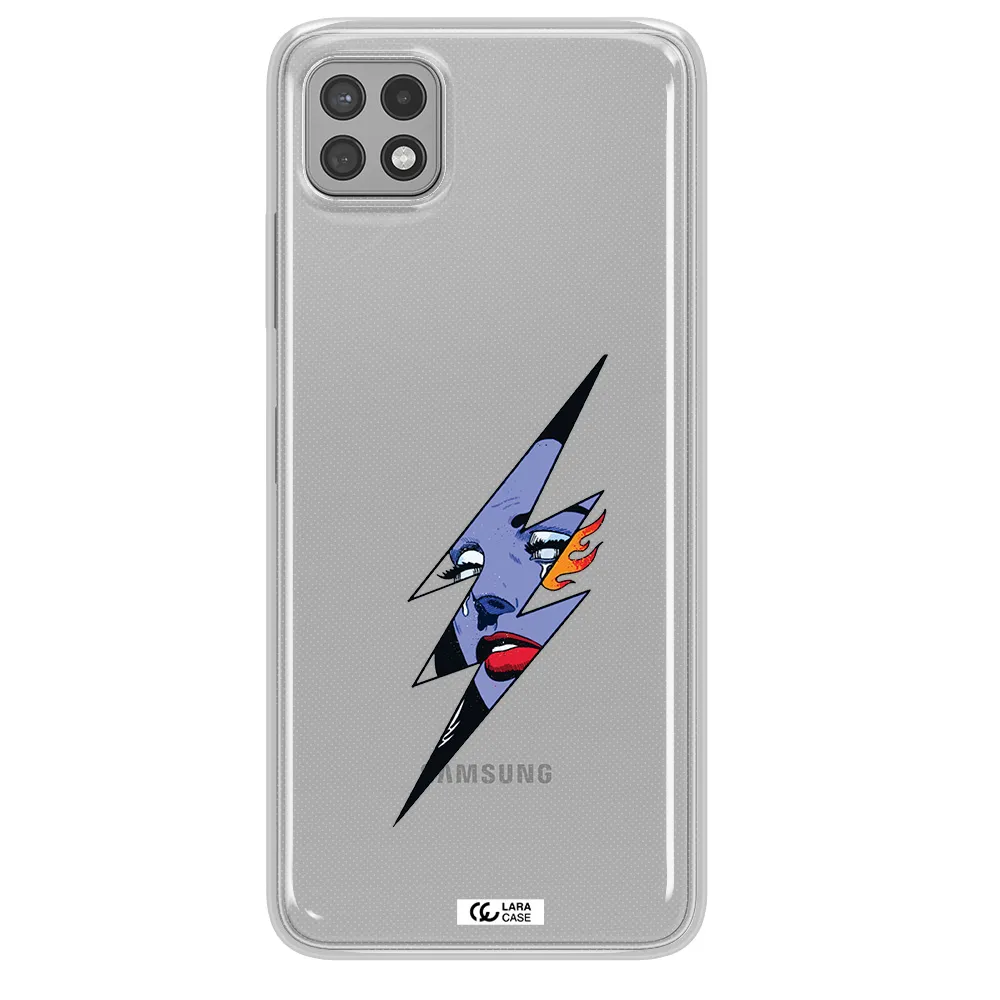 a lightning bolt with a woman's face Samsung A22 5g Clear TPU Case