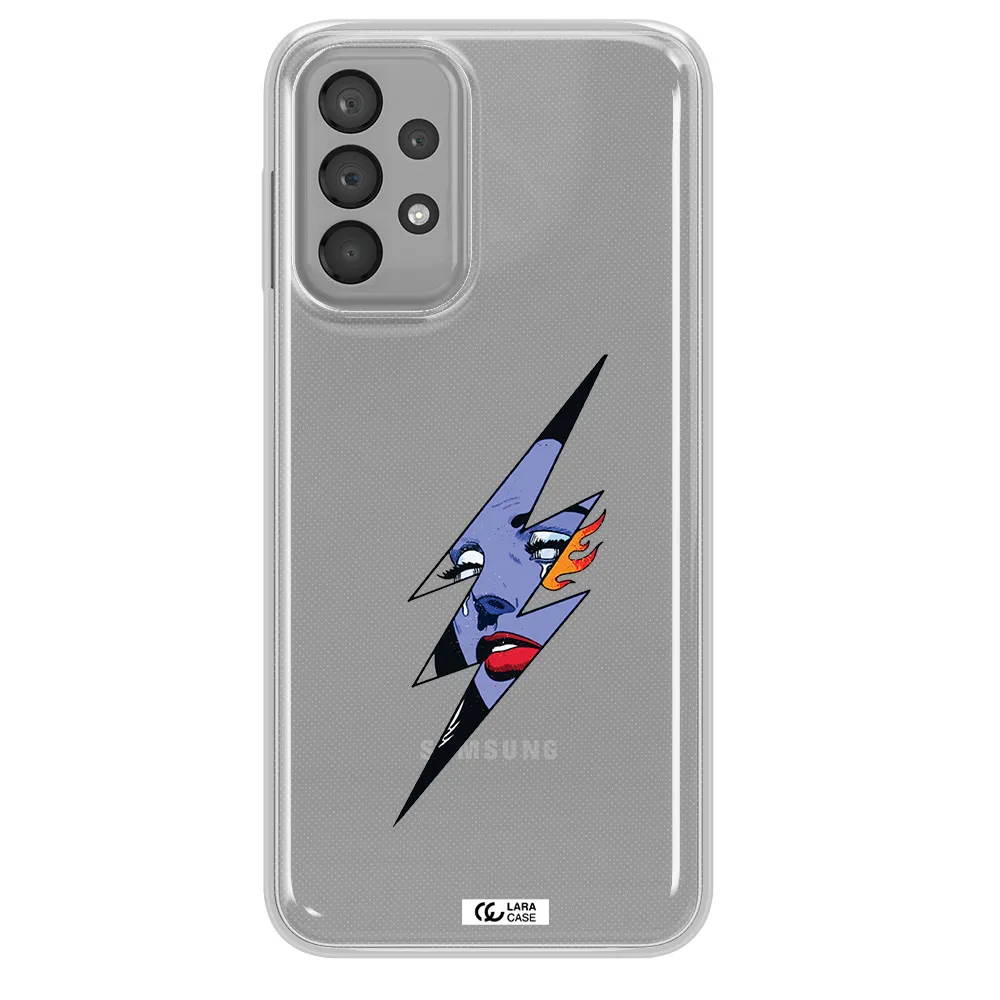 a lightning bolt with a woman's face Samsung A33 Clear TPU Case