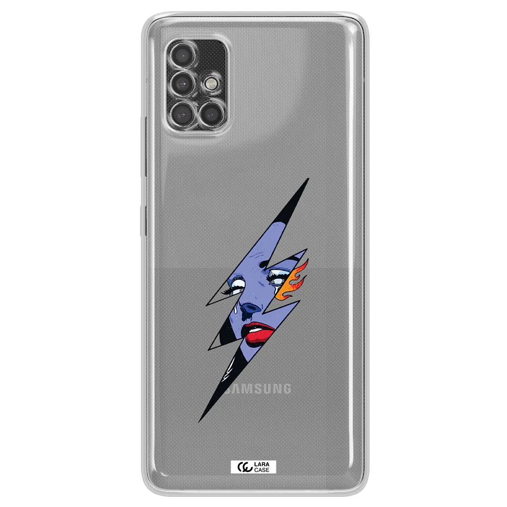 A Lightning Bolt With A Woman's Face Samsung A40S Clear Tpu Case