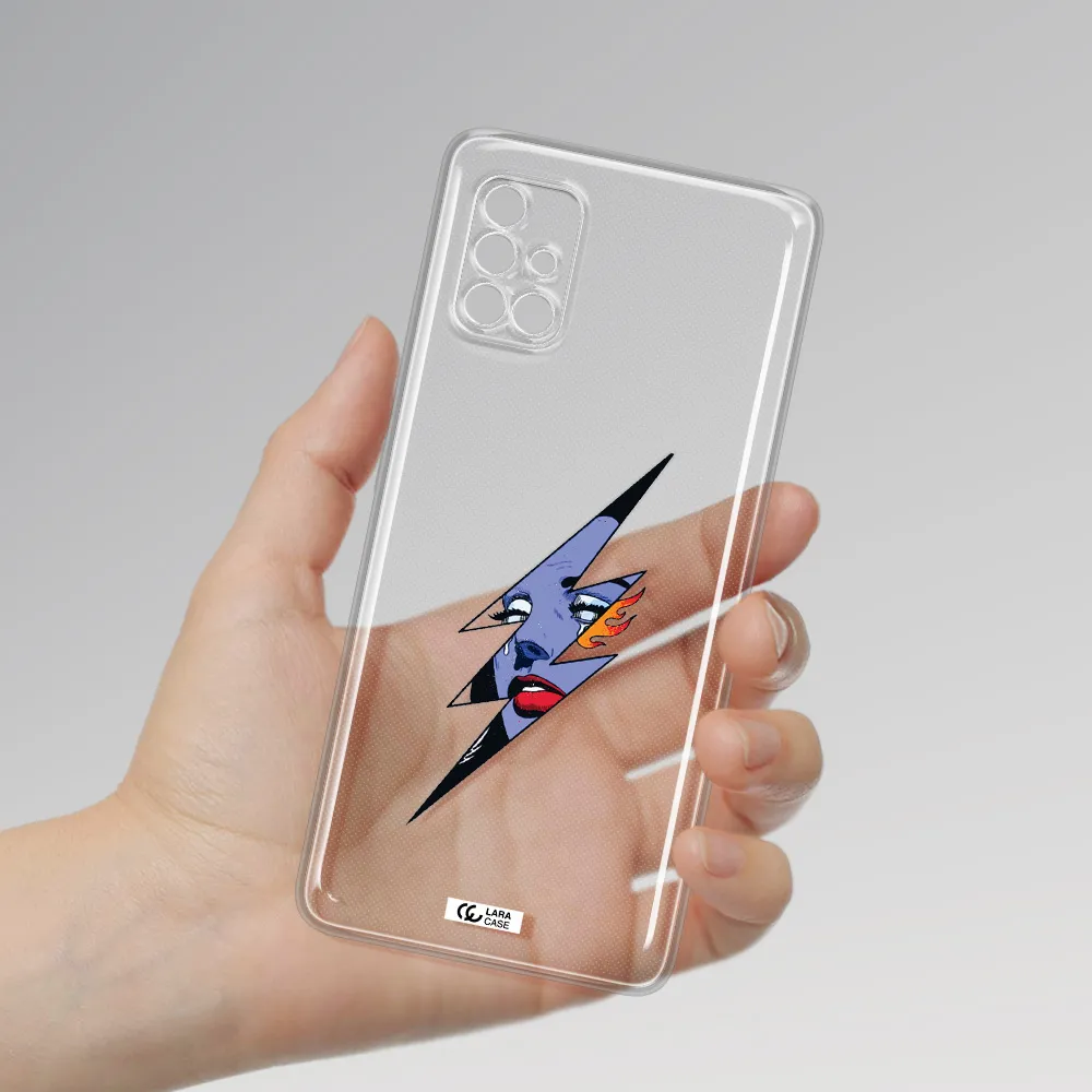 A Lightning Bolt With A Woman's Face Samsung A40S Clear Tpu Case