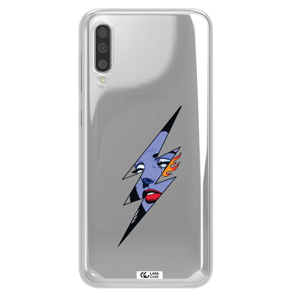A Lightning Bolt With A Woman's Face Samsung A50S Clear Tpu Case