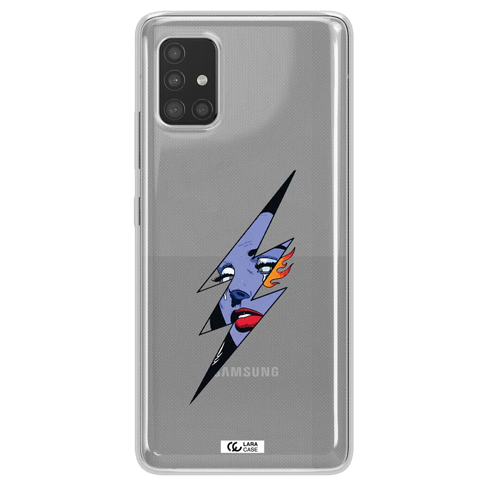 a lightning bolt with a woman's face Samsung A51 Clear TPU Case