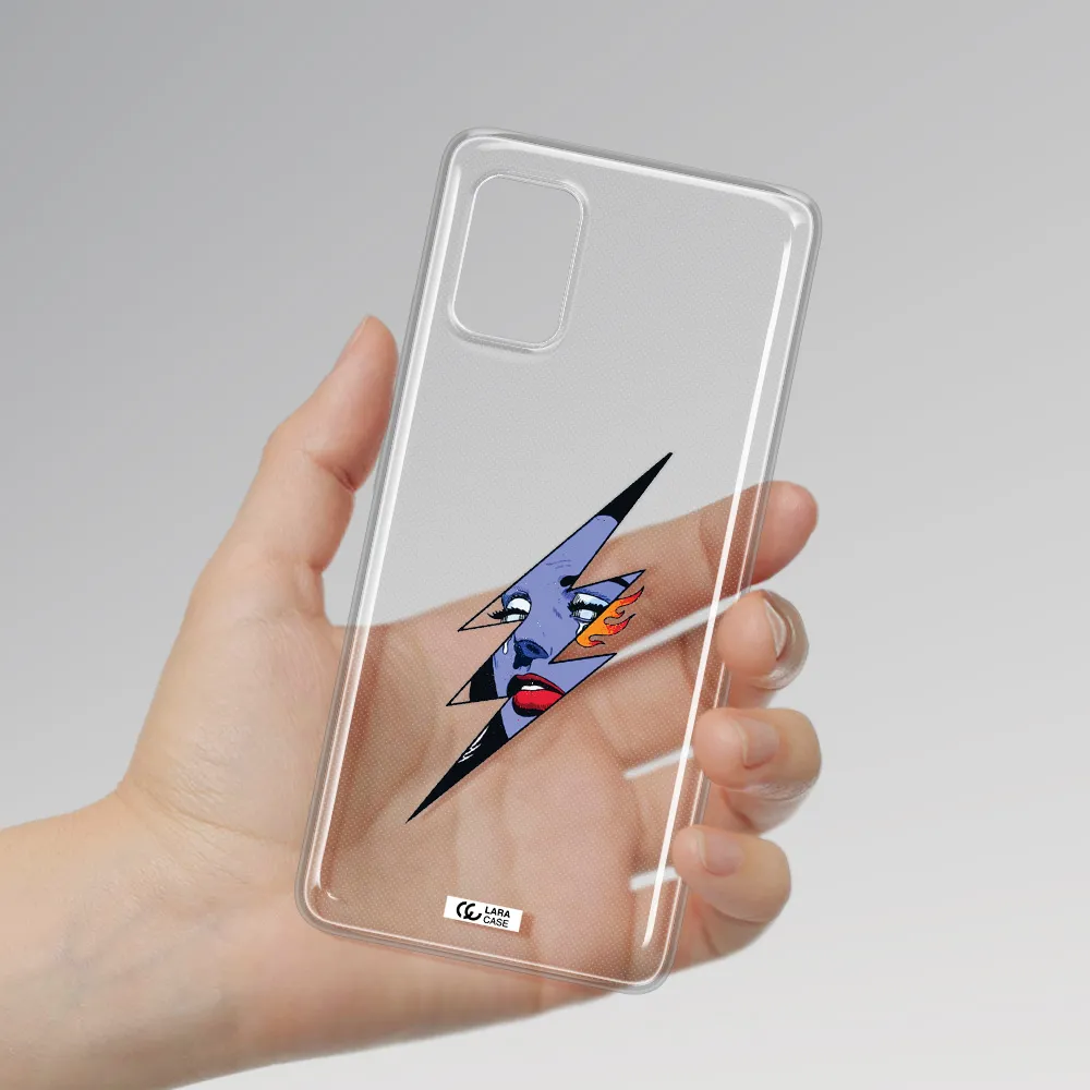 a lightning bolt with a woman's face Samsung A51 Clear TPU Case