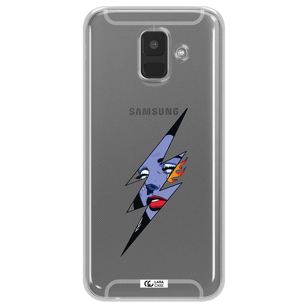 a lightning bolt with a woman's face Samsung A6 Clear TPU Case