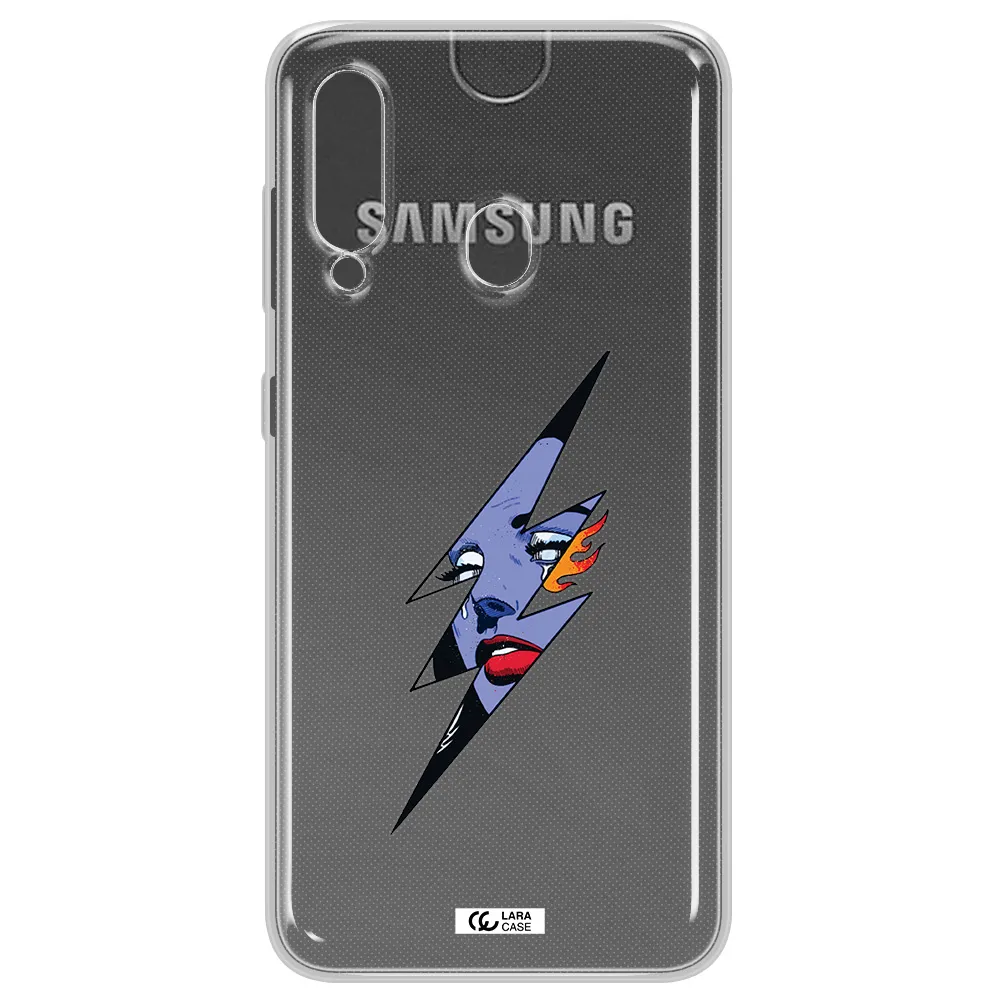a lightning bolt with a woman's face Samsung A60 Clear TPU Case