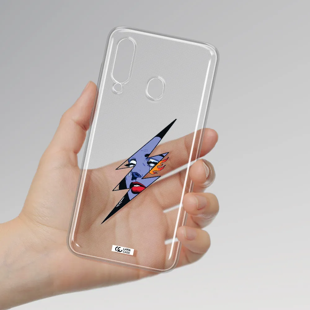 a lightning bolt with a woman's face Samsung A60 Clear TPU Case