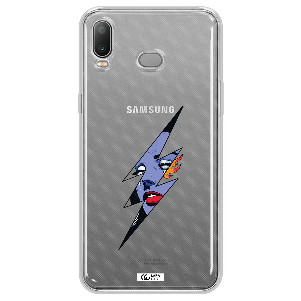 a lightning bolt with a woman's face Samsung A6S Clear TPU Case