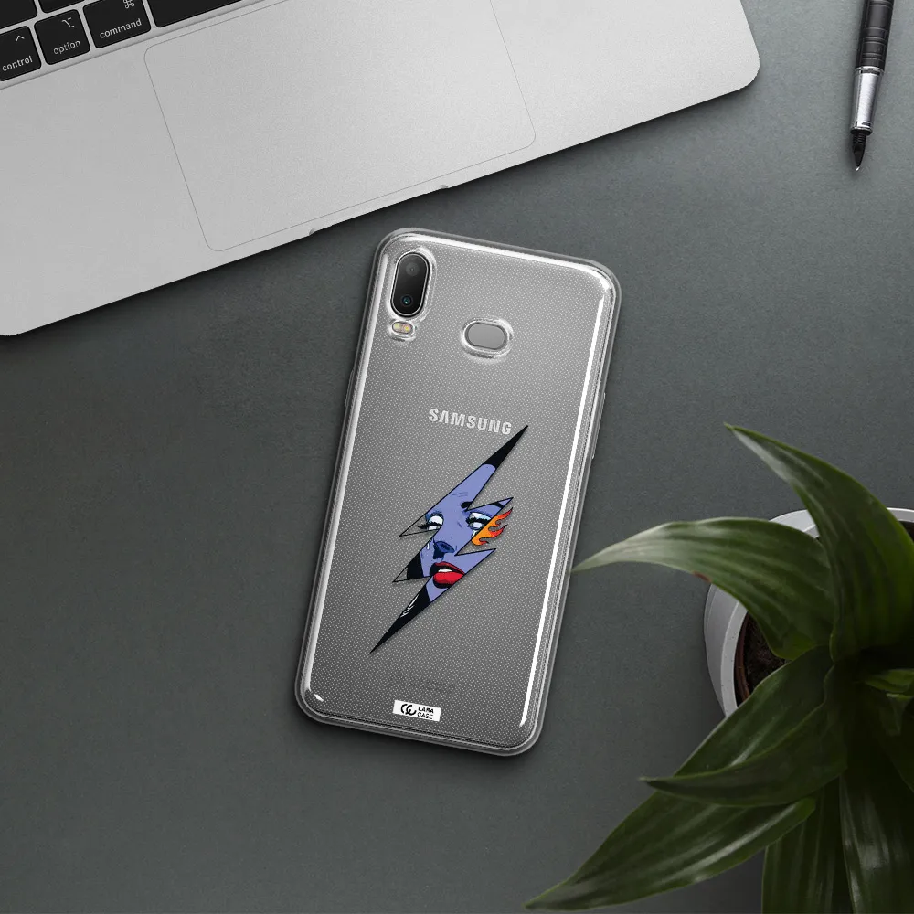 a lightning bolt with a woman's face Samsung A6S Clear TPU Case