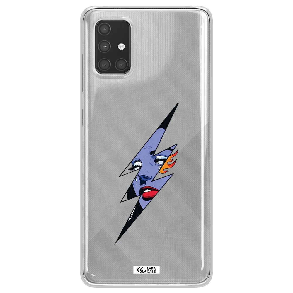 a lightning bolt with a woman's face Samsung A71 Clear TPU Case