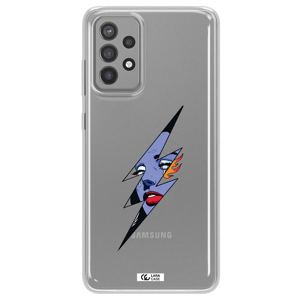 a lightning bolt with a woman's face Samsung A72 Clear TPU Case