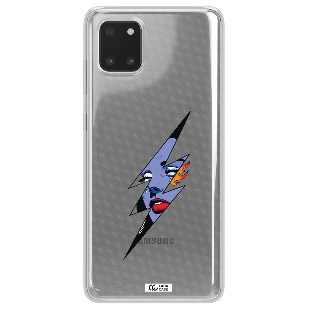 a lightning bolt with a woman's face Samsung A81 Clear TPU Case