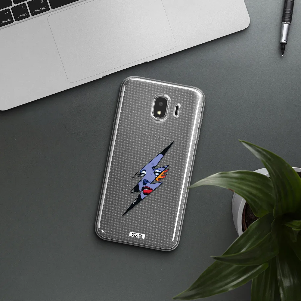 a lightning bolt with a woman's face Samsung J4 Clear TPU Case