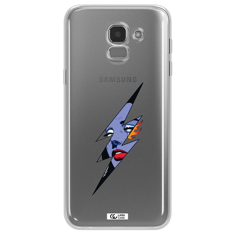 a lightning bolt with a woman's face Samsung J6 Clear TPU Case