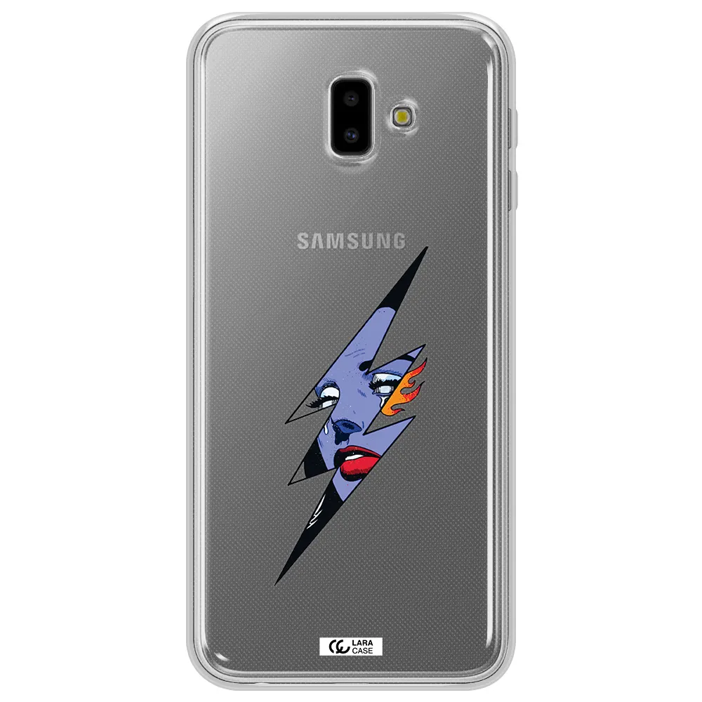 a lightning bolt with a woman's face Samsung J6 Plus Clear TPU Case