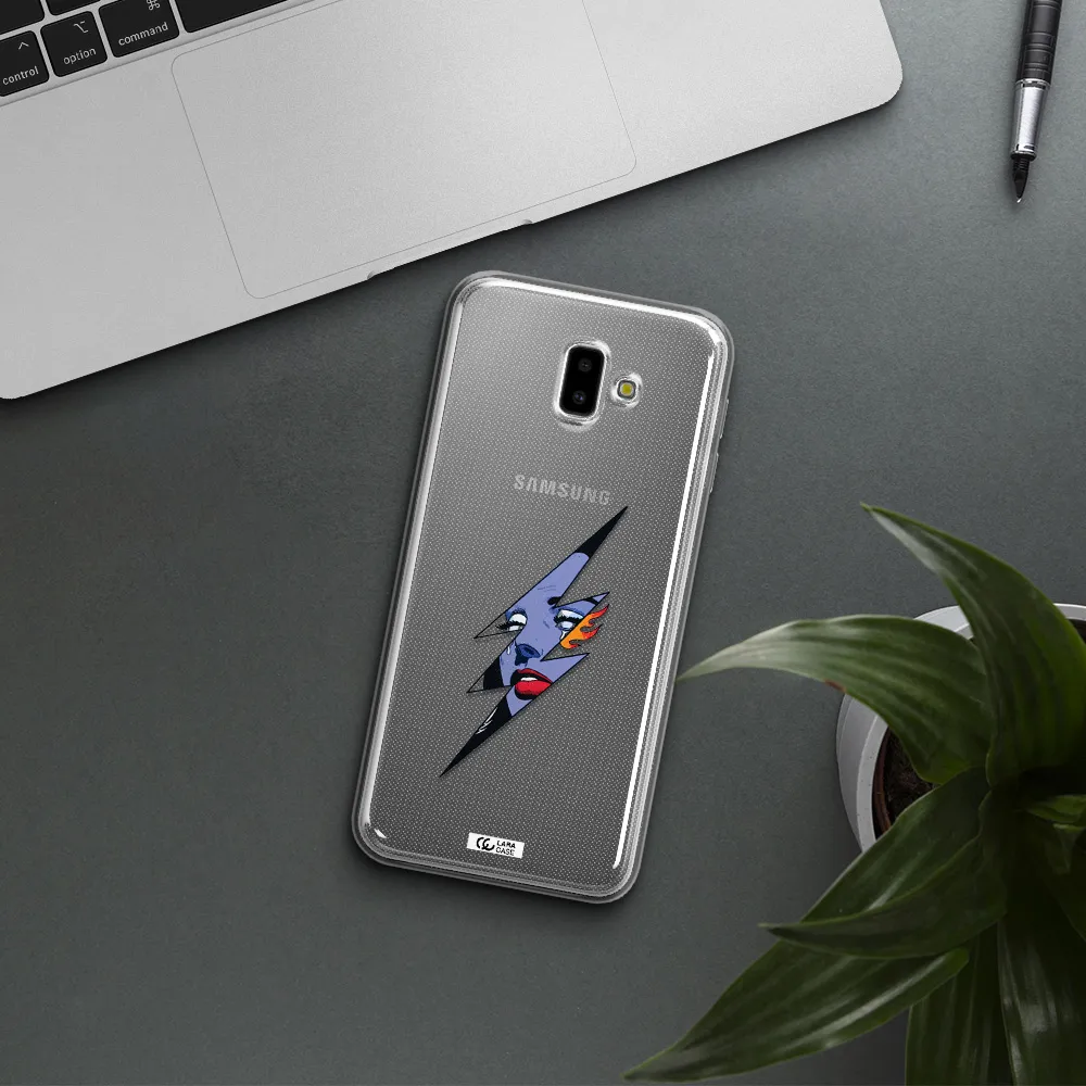 a lightning bolt with a woman's face Samsung J6 Plus Clear TPU Case