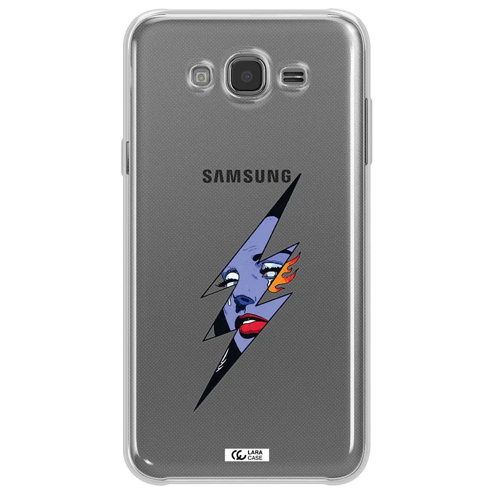 a lightning bolt with a woman's face Samsung J7 Clear TPU Case